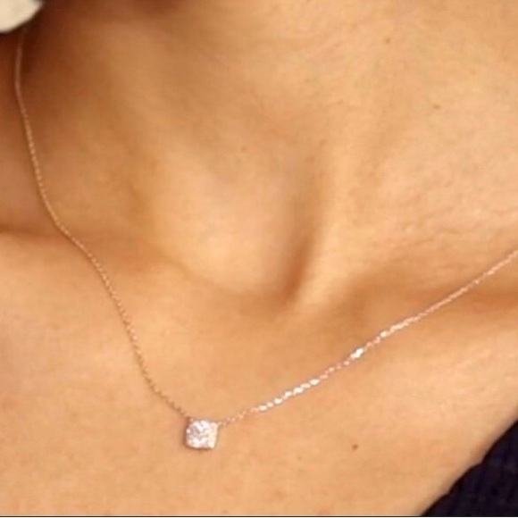 Genuine 14K Yellow Gold Mejuri Square Páve Necklace - Picture 2 of 4